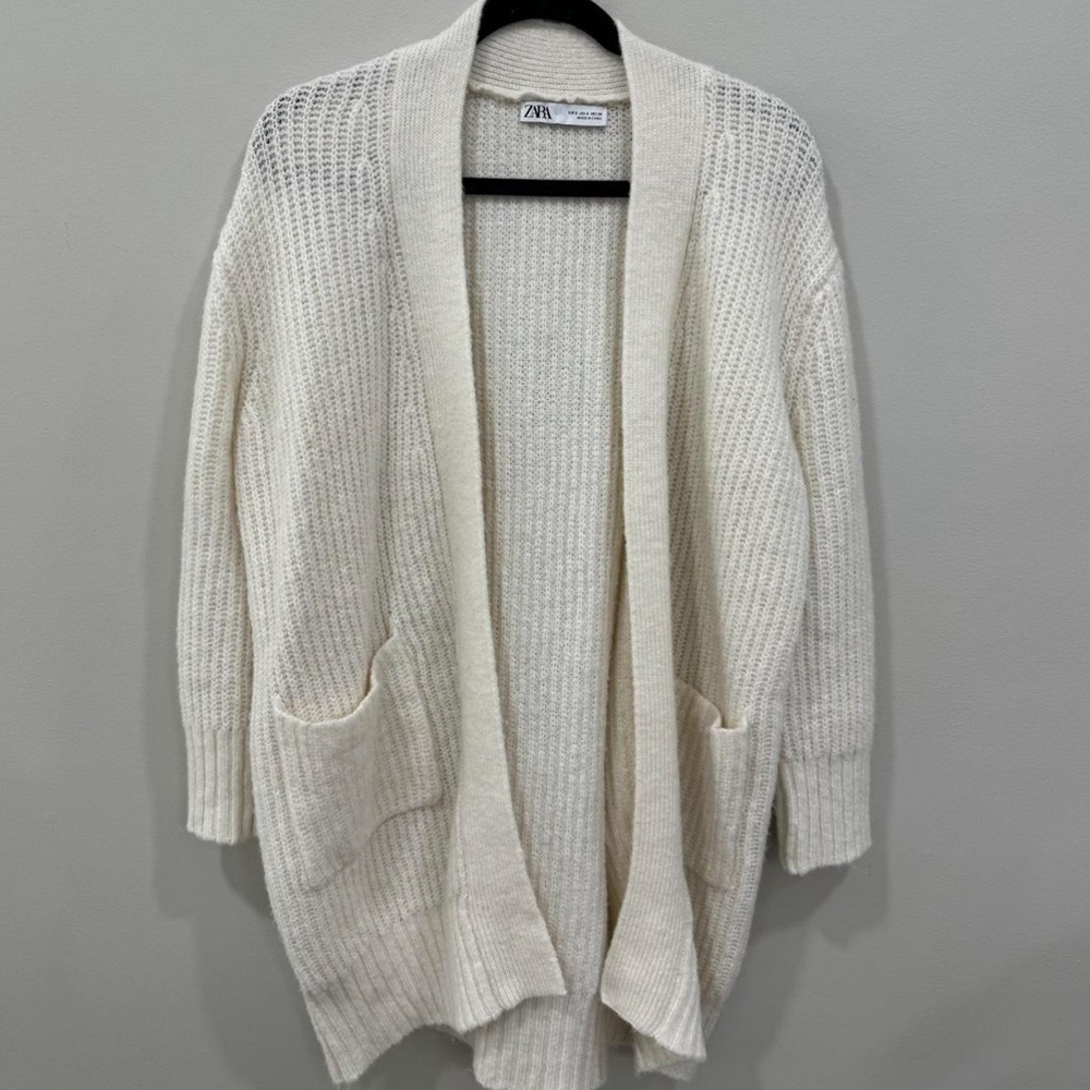 Zara Cream Knit Cardigan with Pockets